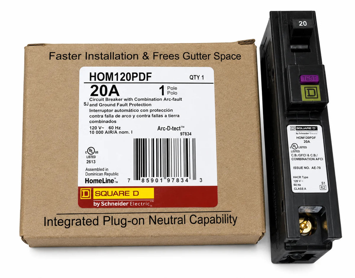 Square D HOM120PDF 20 Amp 1 Pole 120V Dual Function Neutral Circuit Breaker - view 5
