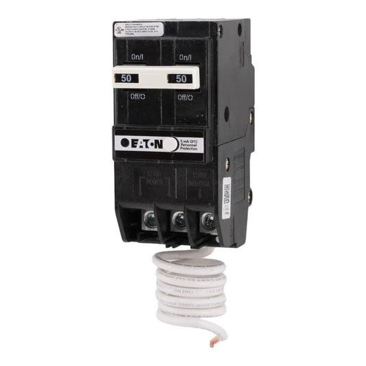 NEW - Eaton BRN250GF 50 Amp Double Pole 240V Pigtail-Neutral GFCI Ground Fault Circuit Breaker UL