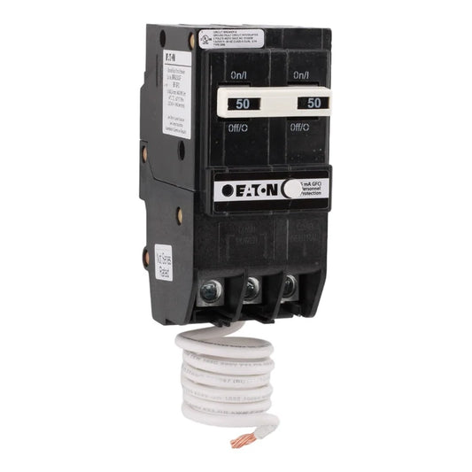 NEW - Eaton BRN250GF 50 Amp Double Pole 240V Pigtail-Neutral GFCI Ground Fault Circuit Breaker UL