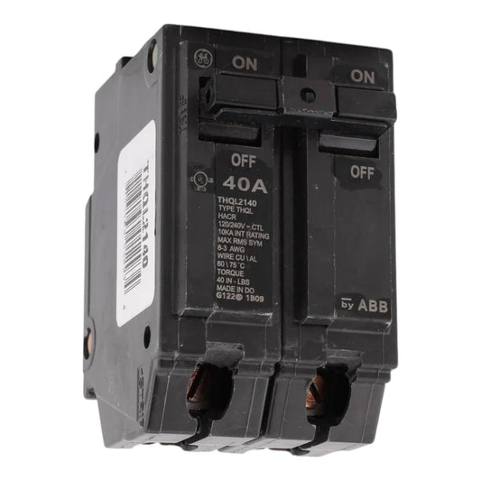 GE THQL2140, 40A, 120/240V, 2-Pole Circuit Breaker, Plug-In, for Load Centers and Lighting Panels