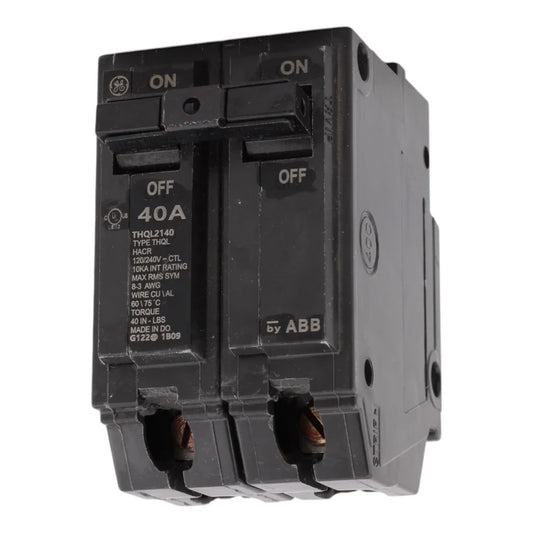 GE THQL2140, 40A, 120/240V, 2-Pole Circuit Breaker, Plug-In, for Load Centers and Lighting Panels