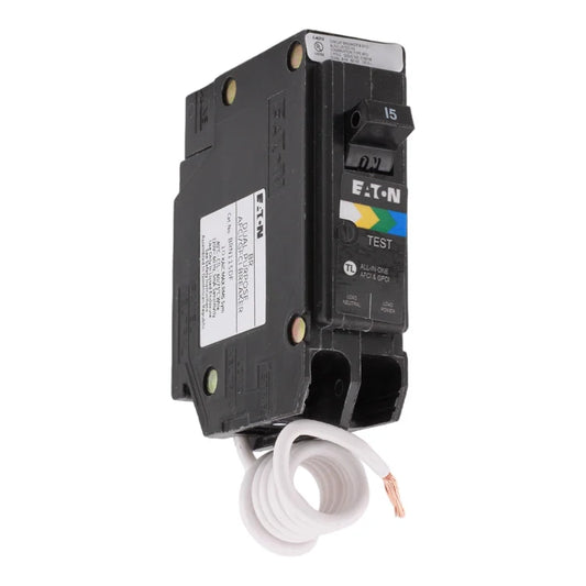 NEW - Eaton BR BRN115A1CS 15A 1P 120V AFCI/GFCI Pigtail Neutral Circuit Breaker