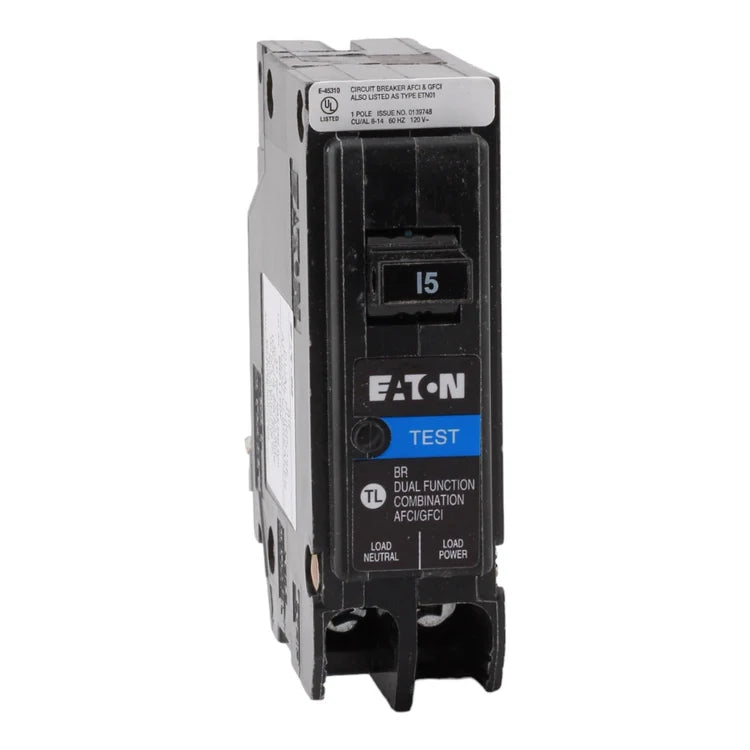 Eaton BR BRP115DF 15A 1P 120V AFCI/GFCI Plug on Neutral Circuit Breaker