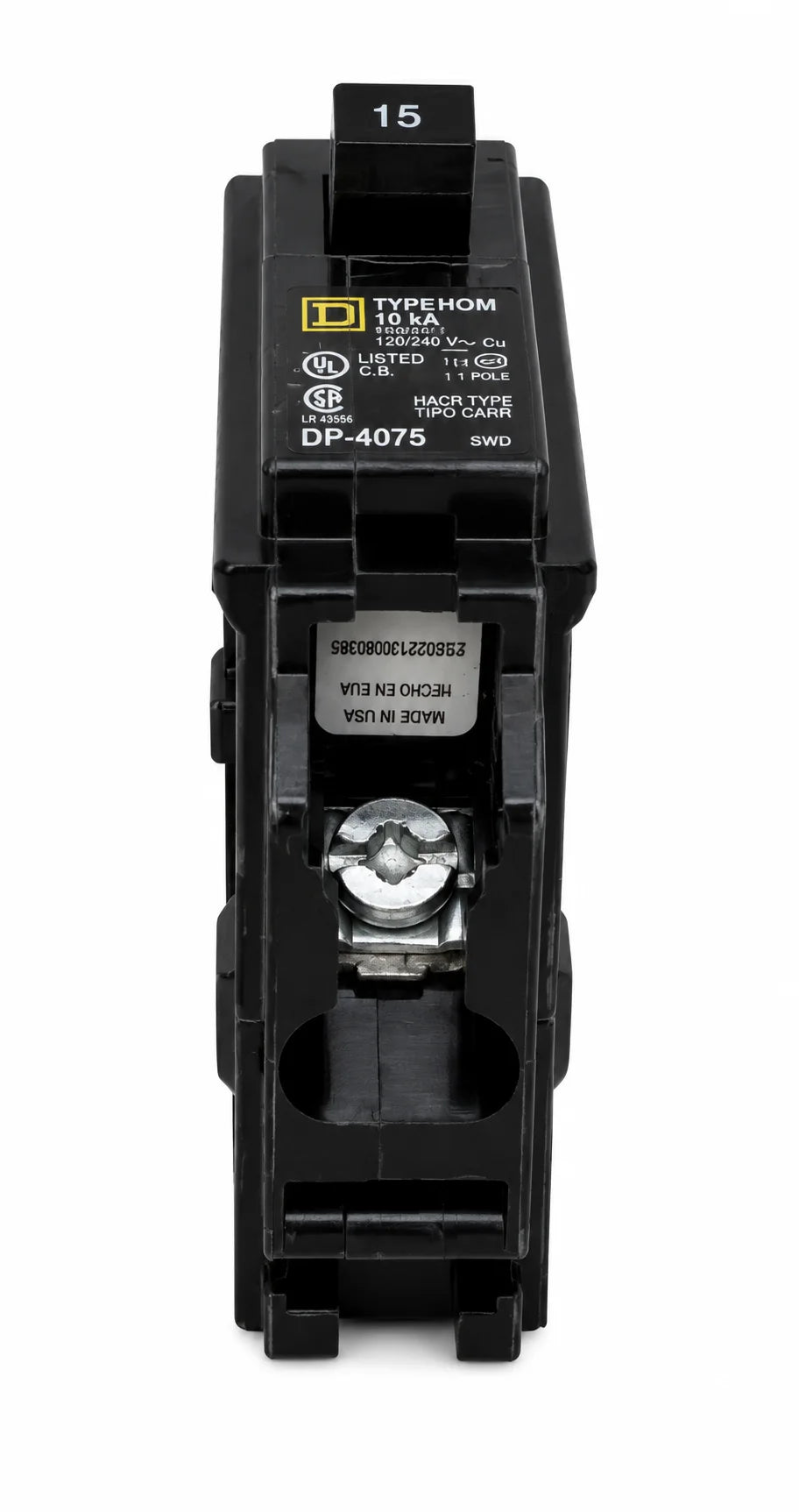 Square D HOM115 15 Amp 1 Pole 120/240V Circuit Breaker - Yellow Face - view 2
