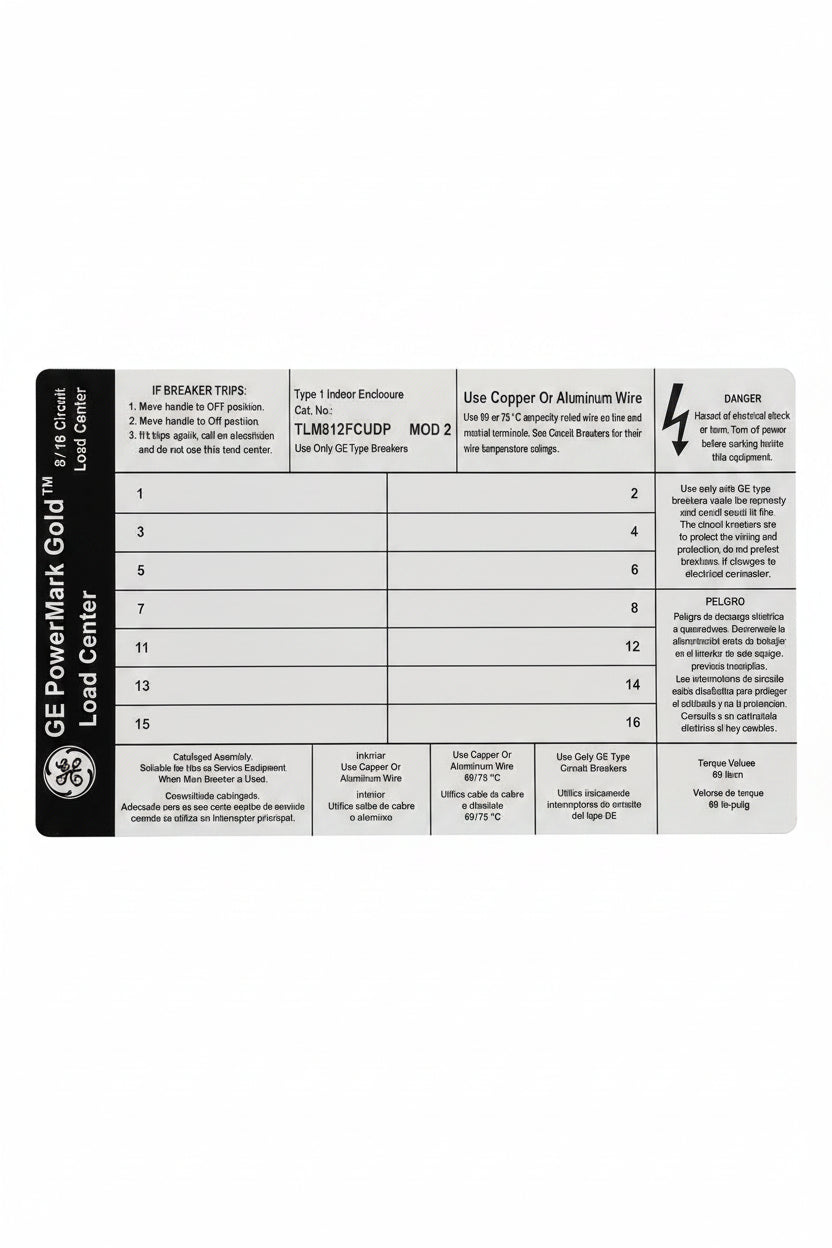 General Electric TLM812FCUDP 8 Space 120/240V Panel/Door Only 12 3/8" x 12 5/8" - view 2