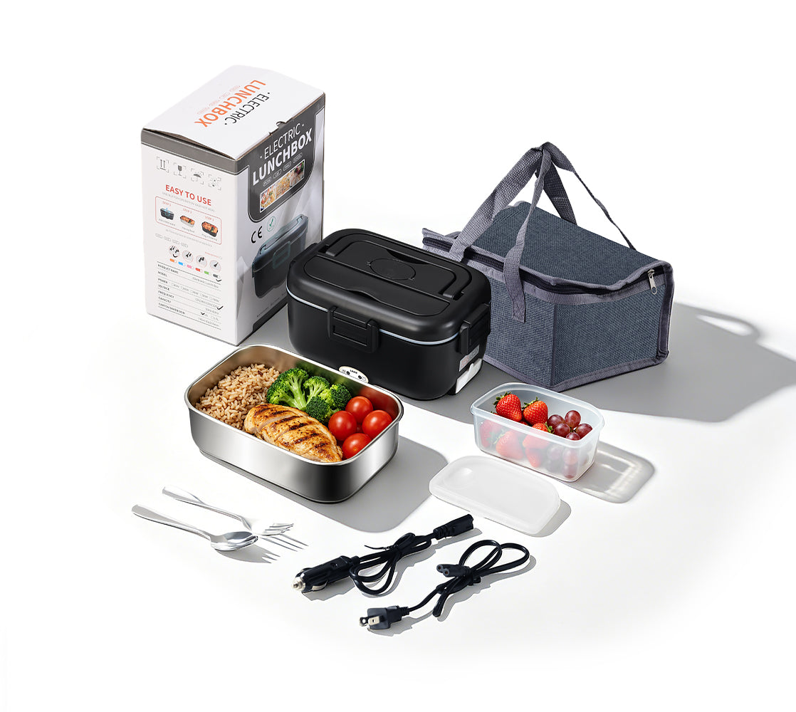 DCUTIE Heated Lunch Box, 1.8L Stainless Steel Food Warmer for Adults, 80W Portable