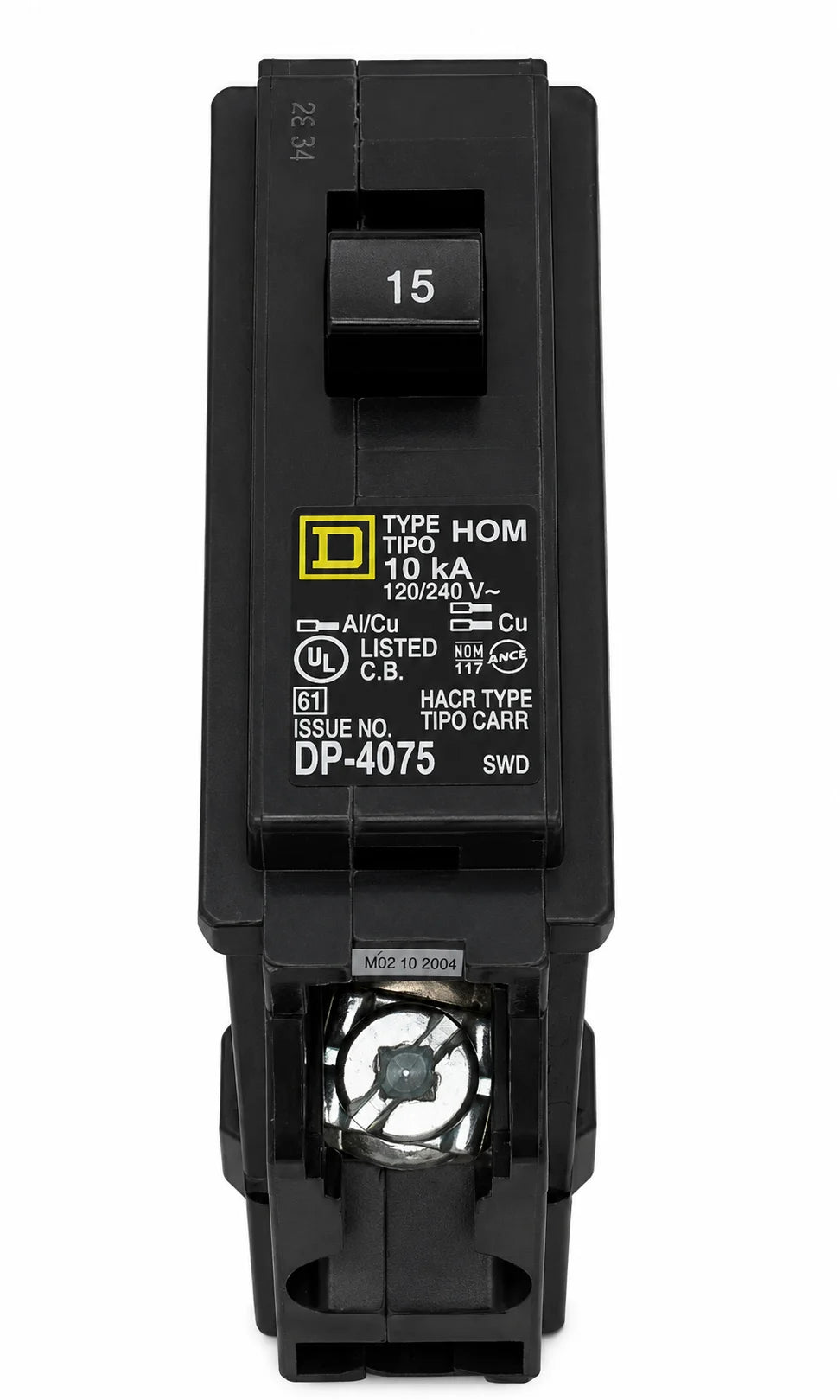 Square D HOM115 15 Amp 1 Pole 120/240V Circuit Breaker - Yellow Face - view 1