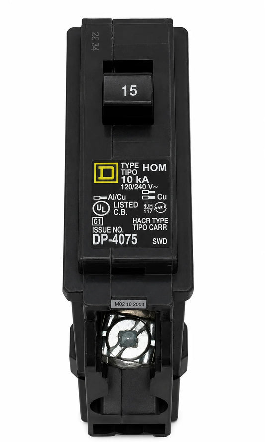 Square D HOM115 15 Amp 1 Pole 120/240V Circuit Breaker - Yellow Face - view 1