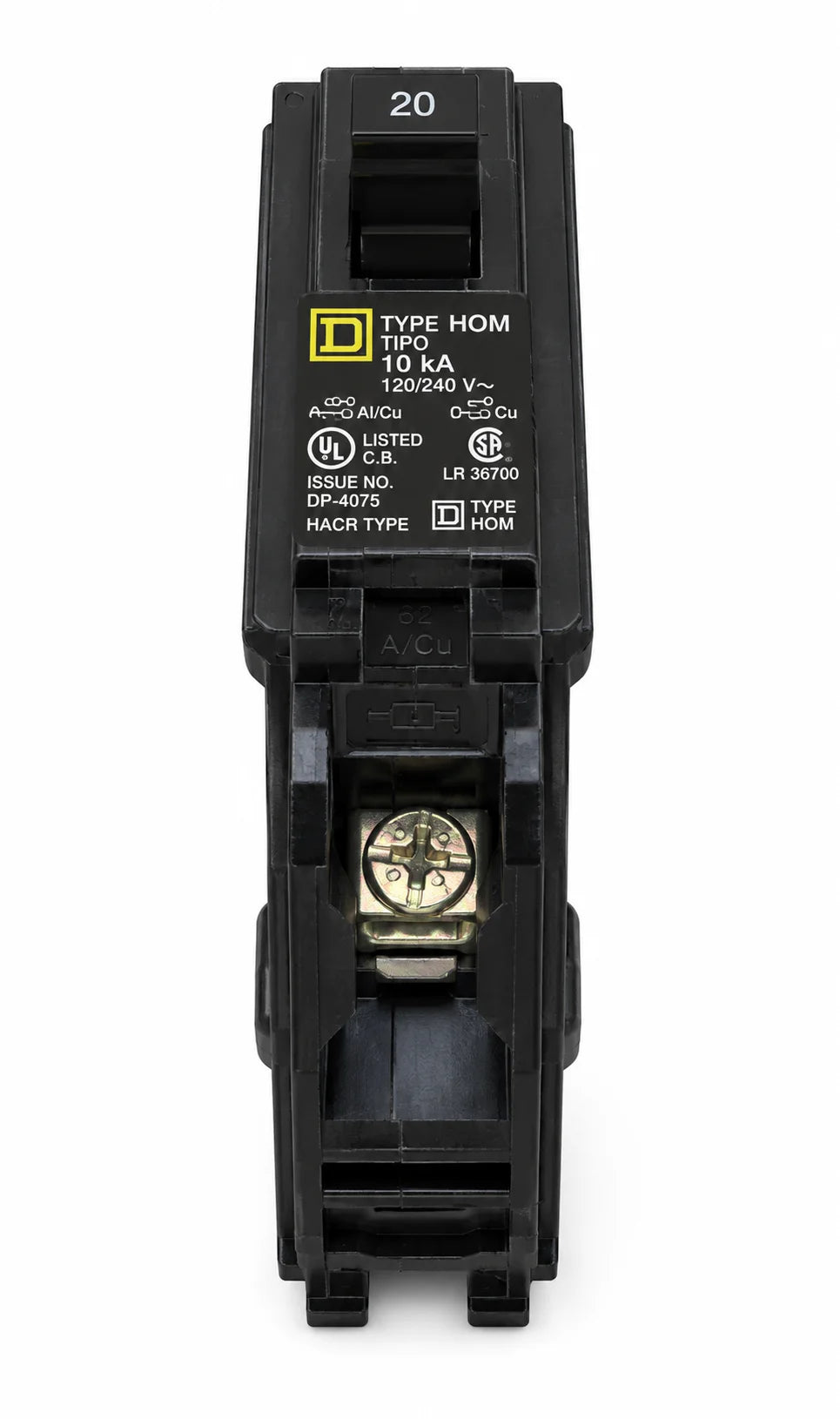 Square D HOM120 20 Amp 1 Pole 120/240V Circuit Breaker - Yellow Face - view 2