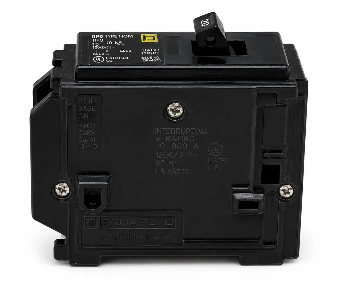 Square D HOM120 20 Amp 1 Pole 120/240V Circuit Breaker - Yellow Face - view 4