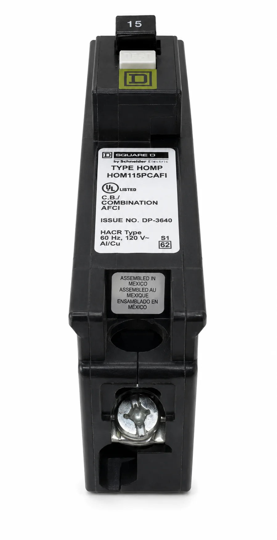 Square D HOM115PCAFI 15 Amp 1 Pole 120V Combo Arc Fault Circuit Breaker - view 3