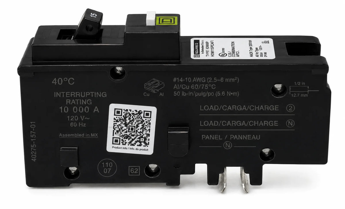 Square D HOM115PCAFI 15 Amp 1 Pole 120V Combo Arc Fault Circuit Breaker - view 4