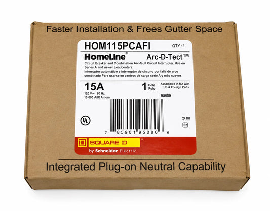 Square D HOM115PCAFI 15 Amp 1 Pole 120V Combo Arc Fault Circuit Breaker - view 1