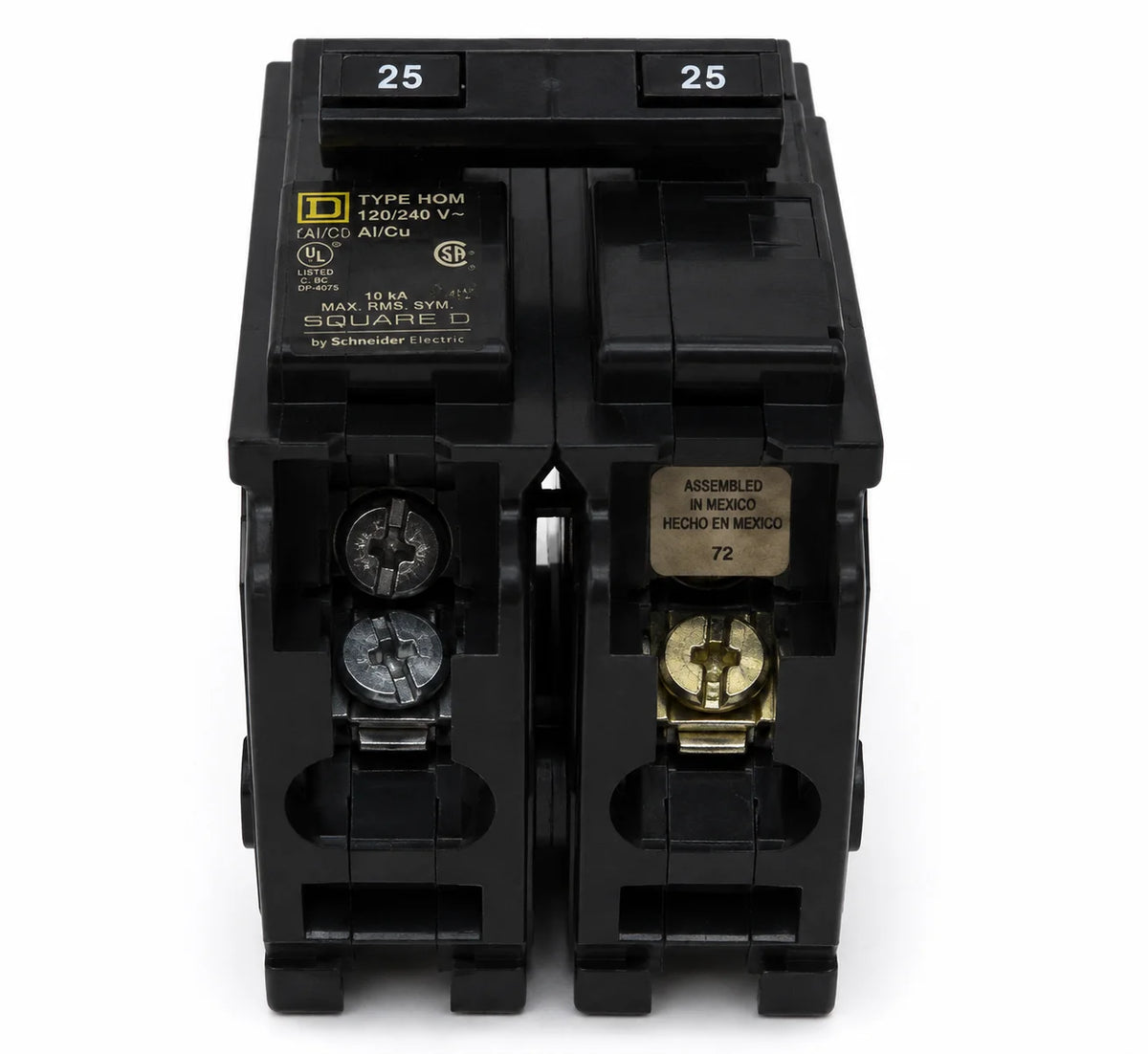 Square D HOM225 25 Amp 2 Pole 120/240V Circuit Breaker - Yellow Face - view 2
