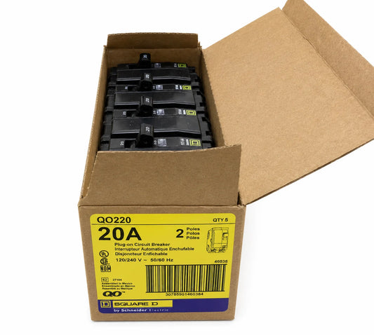 Square D QO220 20 Amp 2 Pole 120/240V Circuit Breaker - Yellow Face - view 1
