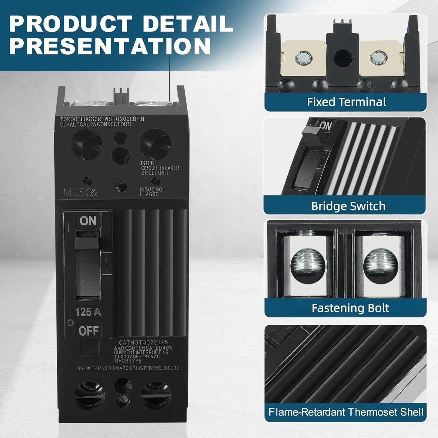 GE TQD22125/TQD22125WL 125 Amp 2 Pole 240V Circuit Breaker