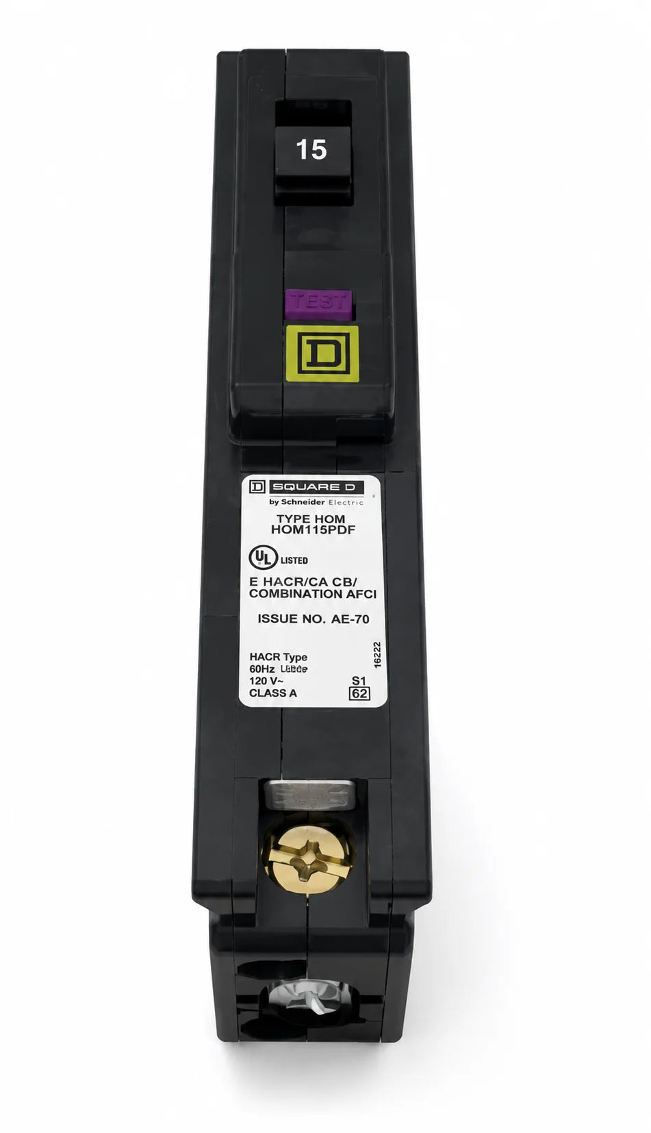Square D/Homeline HOM115PDF 15 Amp 1 Pole 120V Neutral Style Circuit Breaker - view 1
