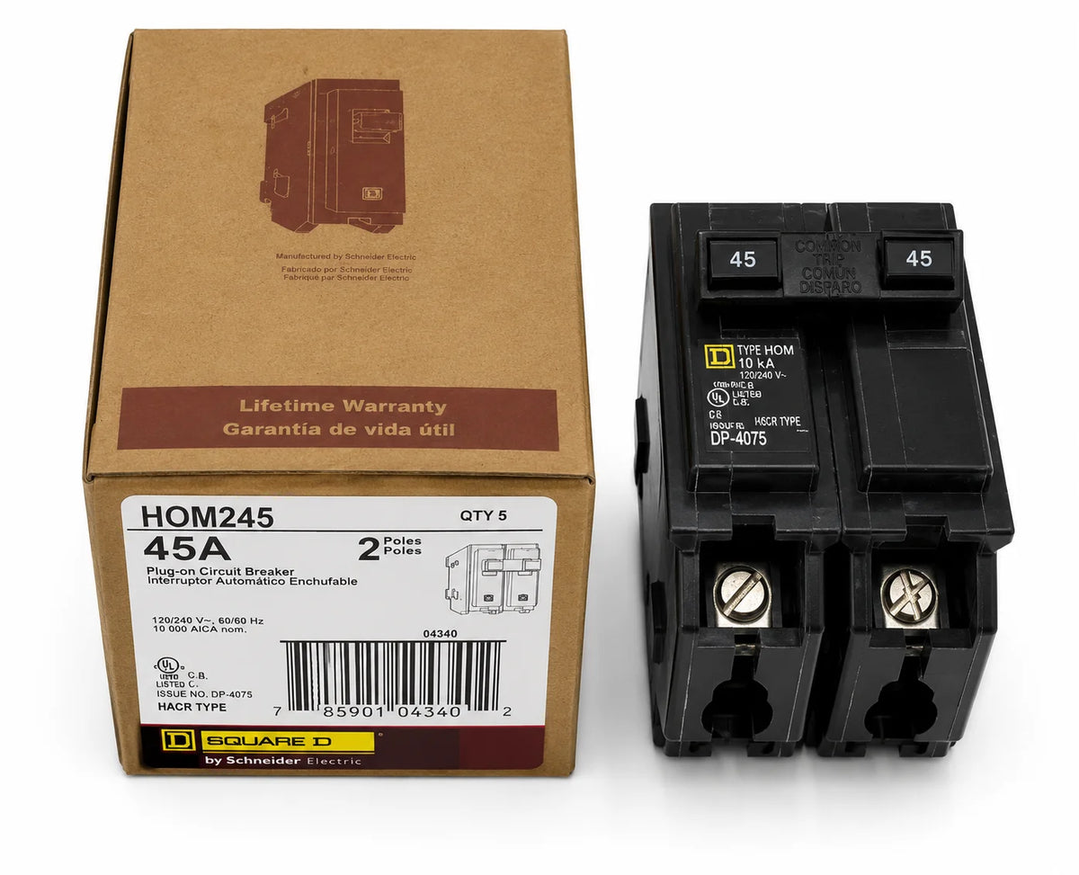 Square D HOM245 45 Amp 2 Pole 120/240V Circuit Breaker - Yellow Sticker - view 1