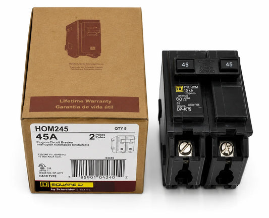Square D HOM245 45 Amp 2 Pole 120/240V Circuit Breaker - Yellow Sticker - view 1