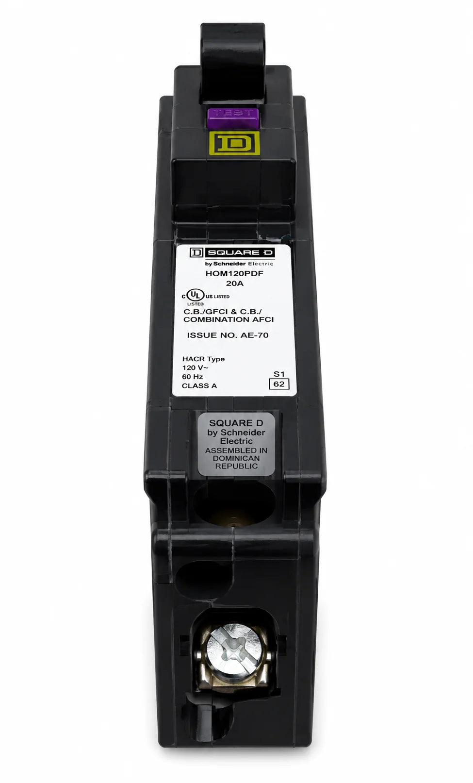 Square D HOM120PDF 20 Amp 1 Pole 120V Dual Function Neutral Circuit Breaker - view 1