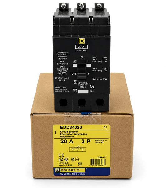 Square D EDB34020 20 Amp 3 Pole 480Y/277V Type EDB Circuit Breaker - view 1