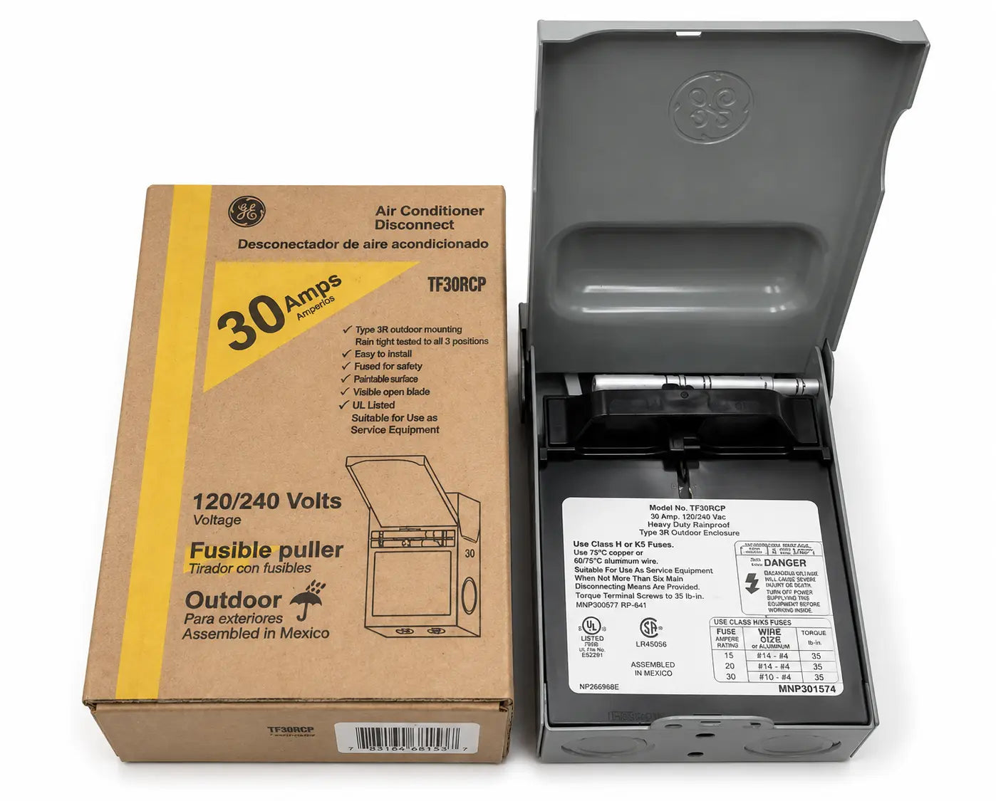 GE General Electric TF30R / TF30RCP 30 Amp 120/240V Fusible Outdoor Disconnect