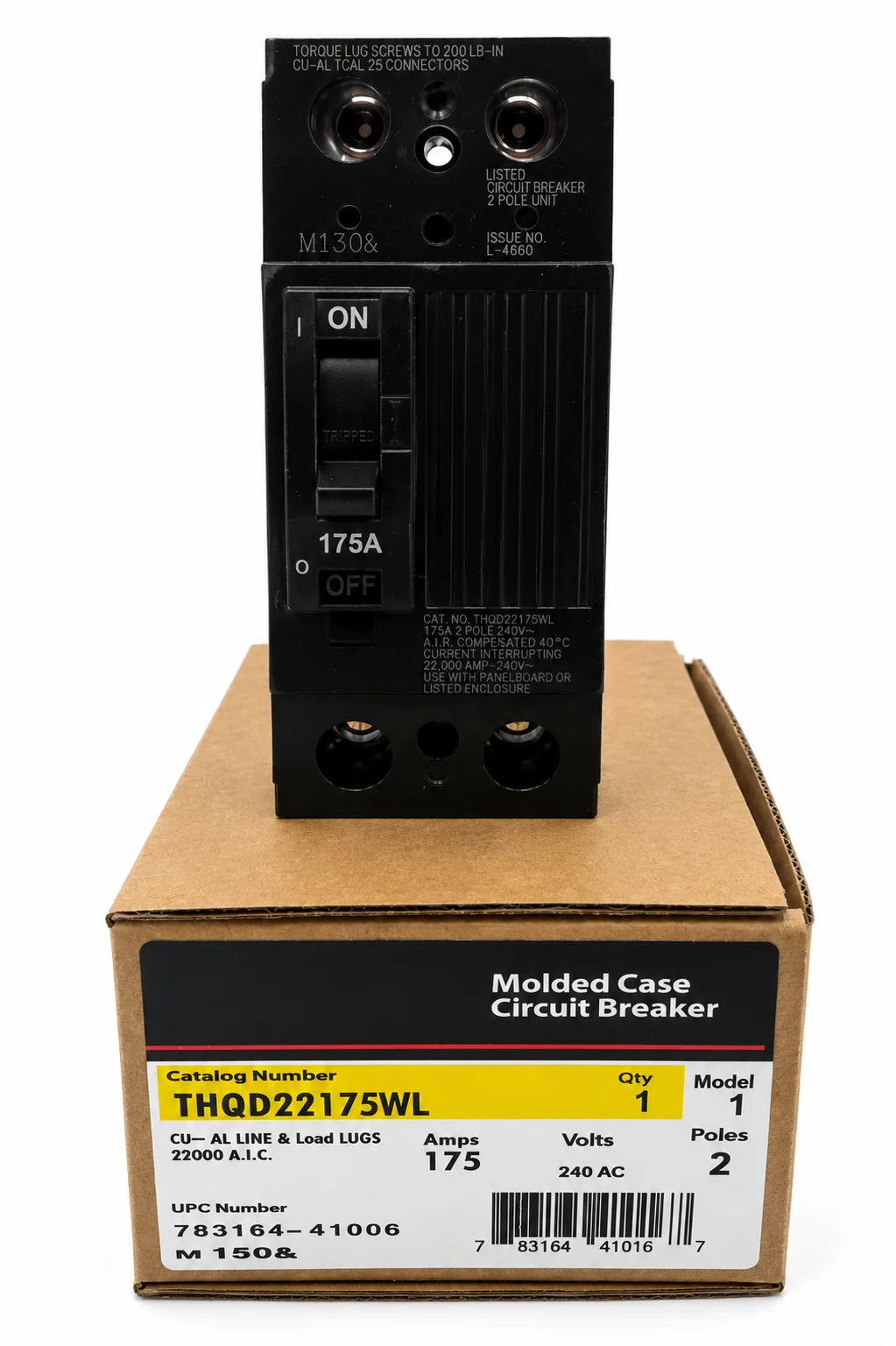 GE General Electric THQD22175WL 175 Amp 2 Pole 240V 22ka Circuit Breaker
