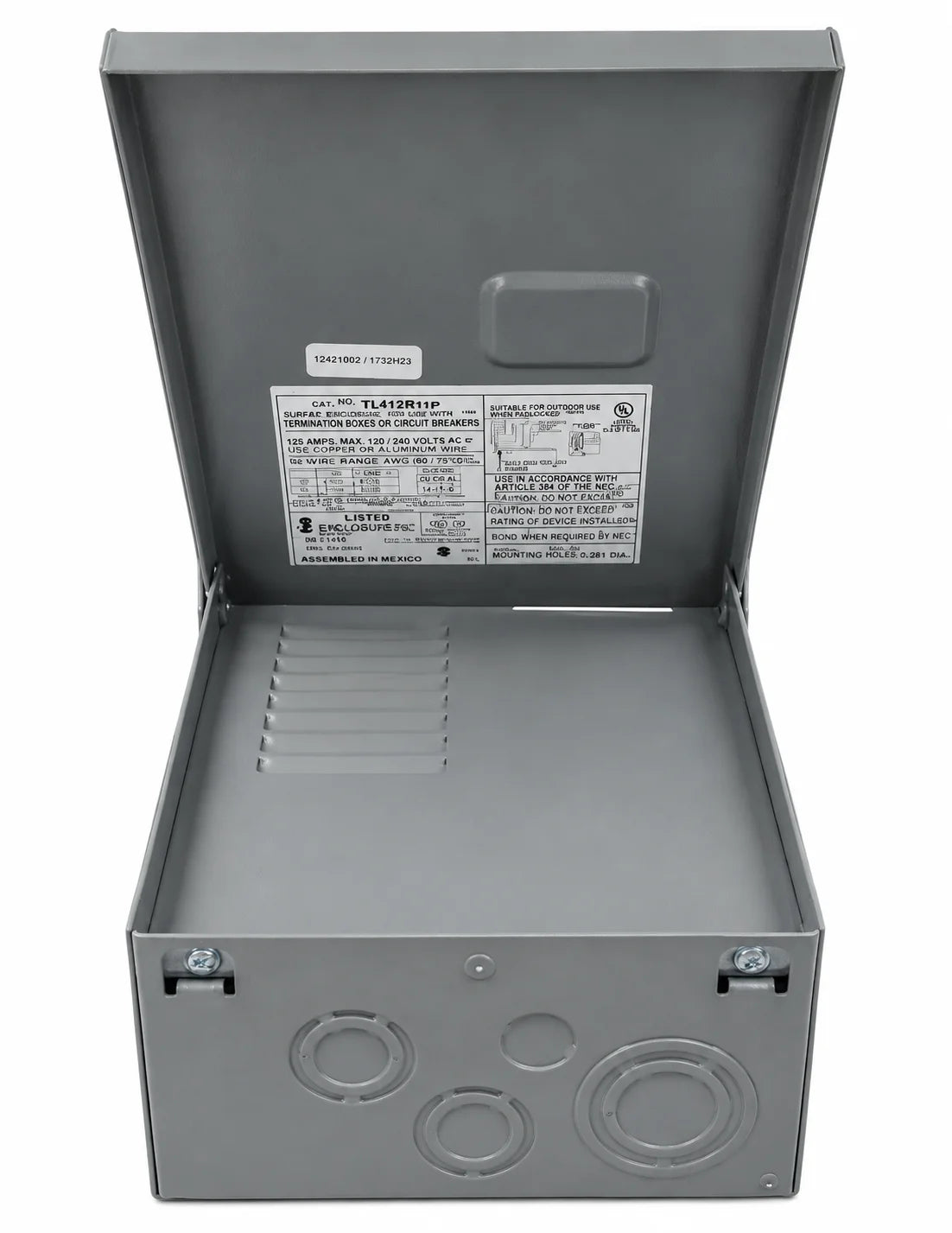 GE TL412R1P 125 Amp 4 Space/8 Circuit 120/240V Main Lug Load Center 10" x 7 1/4"