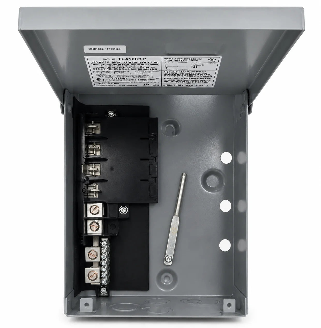 GE TL412R1P 125 Amp 4 Space/8 Circuit 120/240V Main Lug Load Center 10" x 7 1/4"