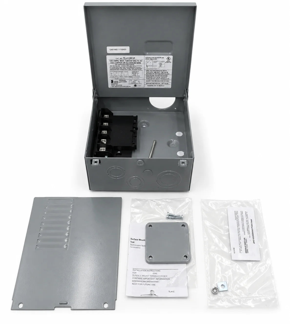 GE TL412R1P 125 Amp 4 Space/8 Circuit 120/240V Main Lug Load Center 10" x 7 1/4"