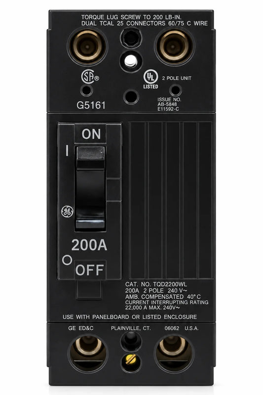 GE General Electric THQD22200WL 200 Amp 2 Pole 240V 22kia Circuit Breaker