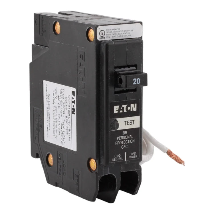 NEW - Eaton BRN120GF 20 Amp Single Pole 120V Pigtail-Neutral GFCI Ground Fault Circuit Breaker UL
