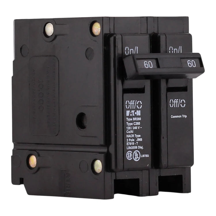 NEW - Eaton BR, BR260, 60A, 2P, 120/240V, Thermal Magnetic, Plug-On, Circuit Breaker