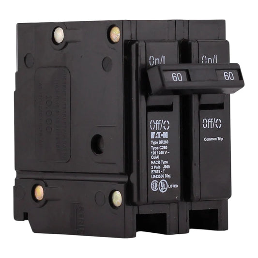 NEW - Eaton BR, BR260, 60A, 2P, 120/240V, Thermal Magnetic, Plug-On, Circuit Breaker