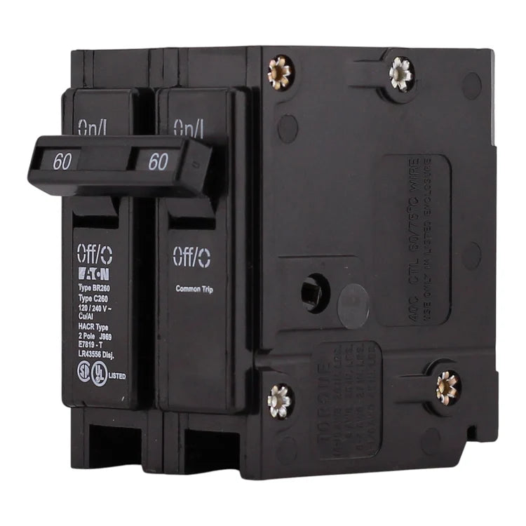 NEW - Eaton BR, BR260, 60A, 2P, 120/240V, Thermal Magnetic, Plug-On, Circuit Breaker