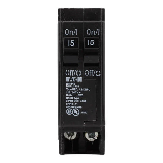 NEW - Eaton BR1515 15-15A, 120/240V, 1-Pole, Tandem Circuit Breaker, for Type BR Loadcenters.