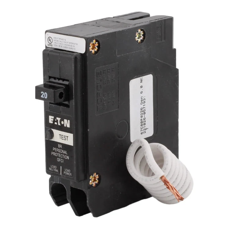NEW - Eaton BRN120GF 20 Amp Single Pole 120V Pigtail-Neutral GFCI Ground Fault Circuit Breaker UL