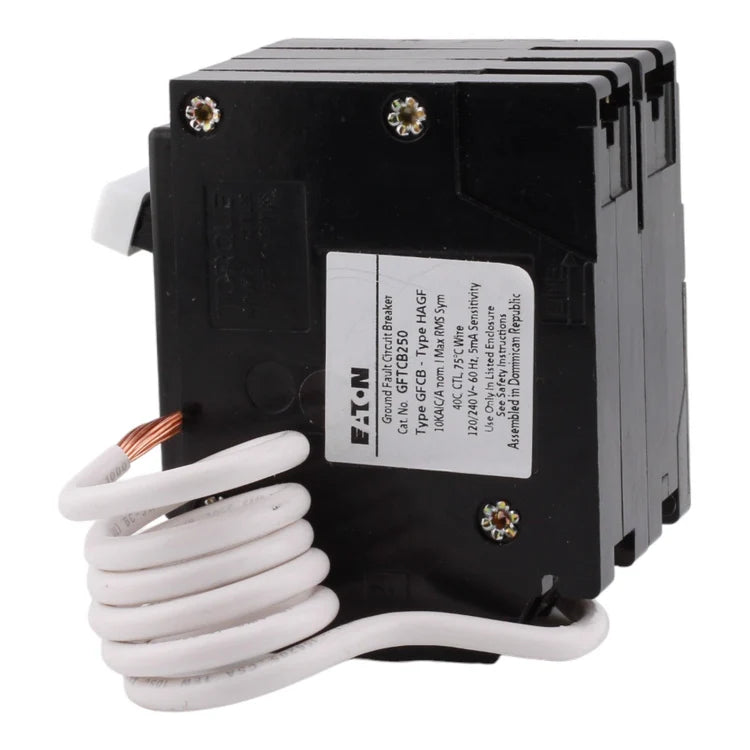 NEW - Eaton GFTCB250 50A 120/240V 2-pole GFCI Circuit Breaker Pigtail Neutral
