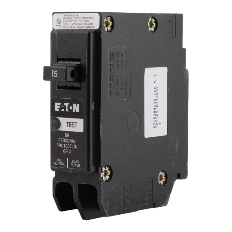 NEW - Eaton BR BRP115GF 15A 1P 120V GFCI Plug-On Neutral Circuit Breaker