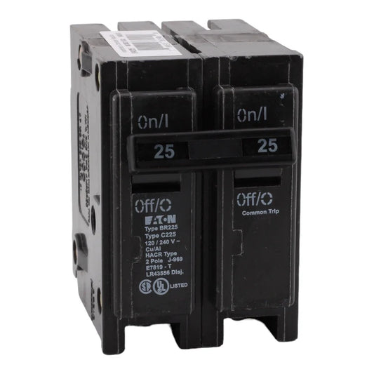 NEW - Eaton BR225 25 Amp Double Pole 240V Plug-In Standard Trip Circuit Breaker UL