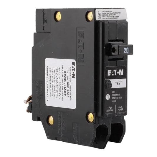 Eaton BR BRP120GF 20A 1P 120/240V GFCI Plug-On Neutral Circuit Breaker