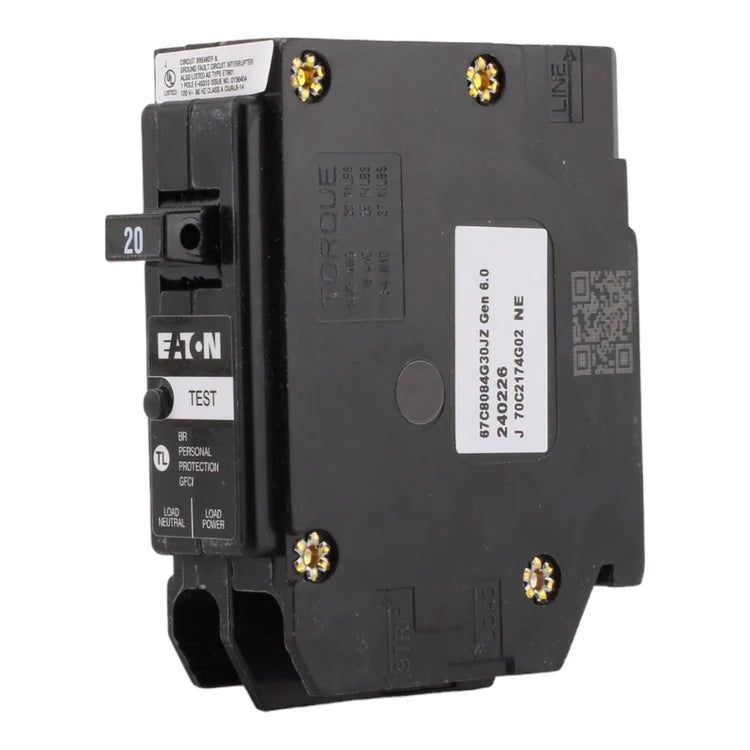 Eaton BR BRP120GF 20A 1P 120/240V GFCI Plug-On Neutral Circuit Breaker