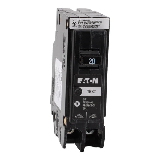 Eaton BR BRP120GF 20A 1P 120/240V GFCI Plug-On Neutral Circuit Breaker