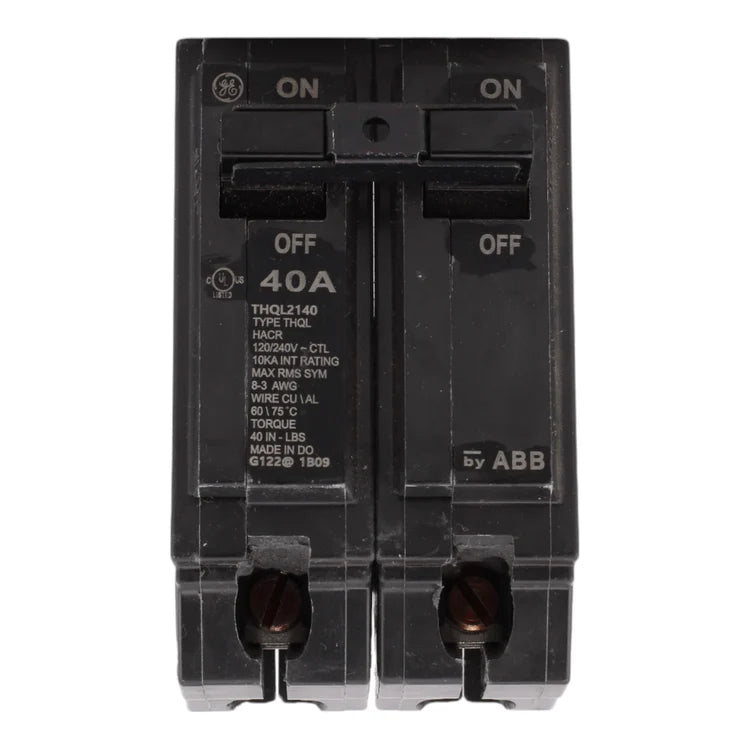GE THQL2140, 40A, 120/240V, 2-Pole Circuit Breaker, Plug-In, for Load Centers and Lighting Panels