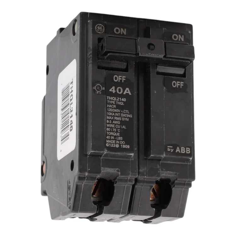 GE THQL2140, 40A, 120/240V, 2-Pole Circuit Breaker, Plug-In, for Load Centers and Lighting Panels