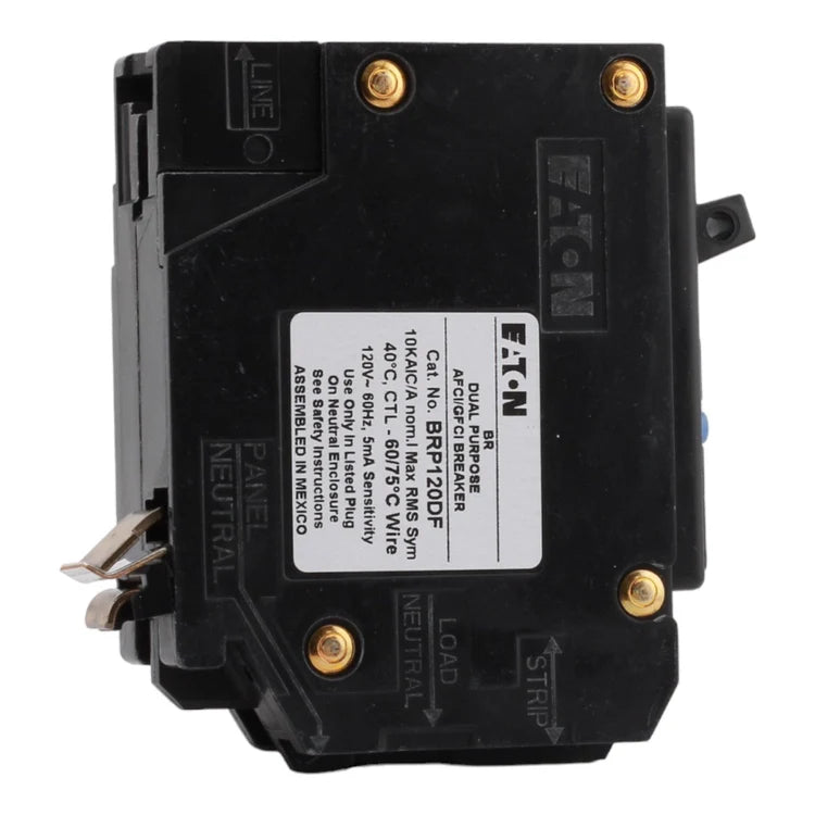 NEW - Eaton BR, BRP120DF, 20A, 1P, 120V, AFCI/GFCI, Plug on Neutral, Circuit Breaker