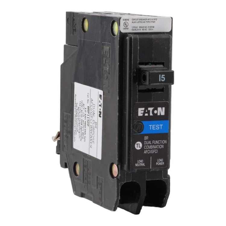 Eaton BR BRP115DF 15A 1P 120V AFCI/GFCI Plug on Neutral Circuit Breaker