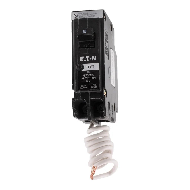 NEW - Eaton BRN115GF 15 Amp Single Pole 120V Pigtail-Neutral GFCI Ground Fault Circuit Breaker UL