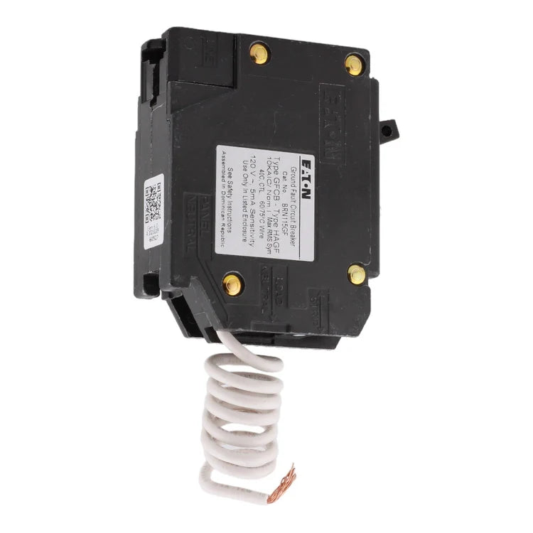NEW - Eaton BRN115GF 15 Amp Single Pole 120V Pigtail-Neutral GFCI Ground Fault Circuit Breaker UL