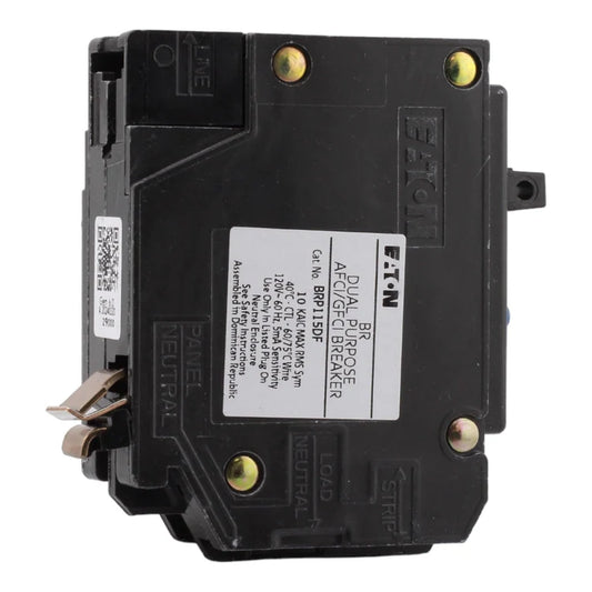 Eaton BR BRP115DF 15A 1P 120V AFCI/GFCI Plug on Neutral Circuit Breaker